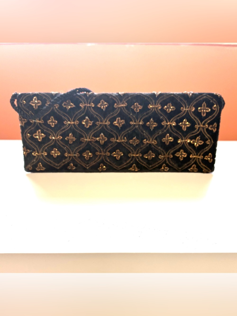 Vintage Velvet Gold Patternt Clutch - Picture 11 of 16